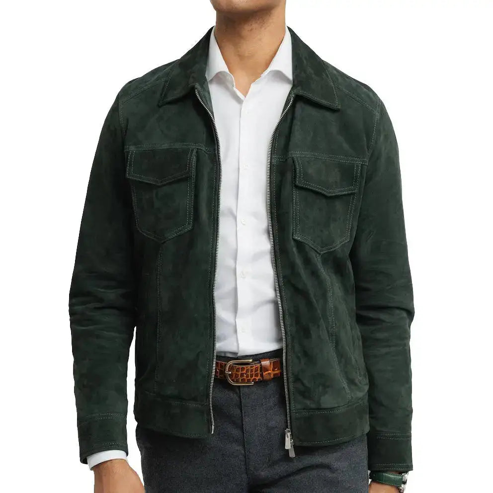 Men's Suede Western Trucker Jacket-0